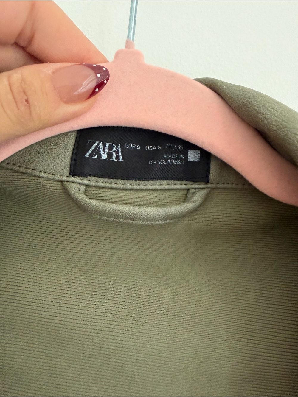 ZARA Olive Short-Sleeve Button-Front Leather Jacket - Picture 3 of 4